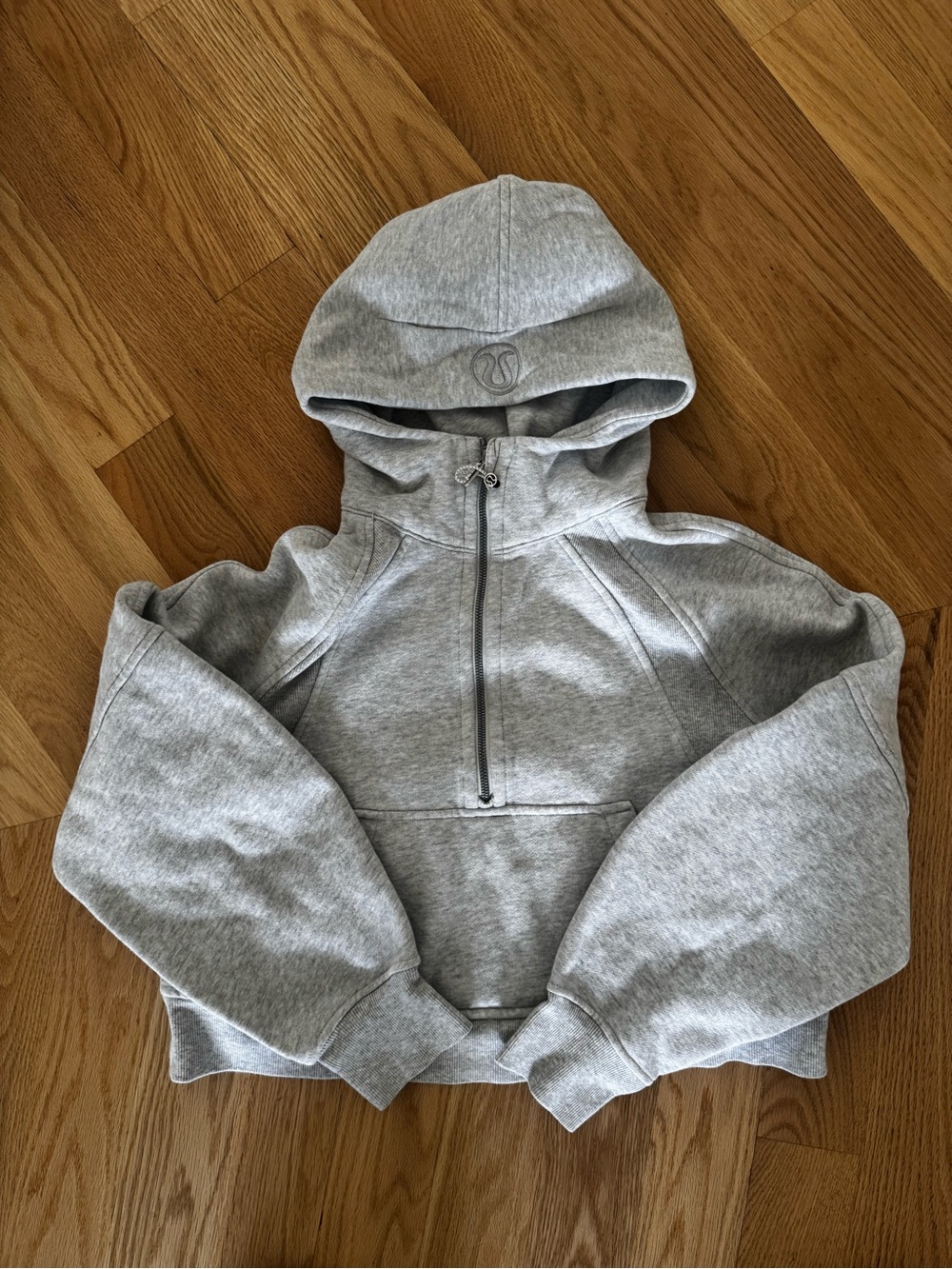 Women’s Gray Half-Zip Hooded Jacket